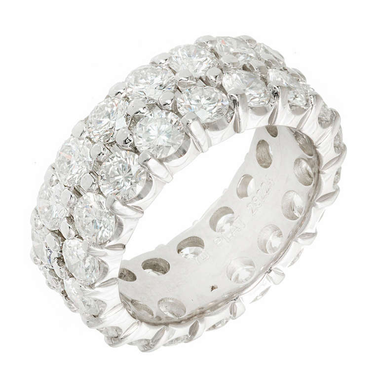 6.48 Carat Diamond Two Row Eternity Wedding Band Ring For Sale