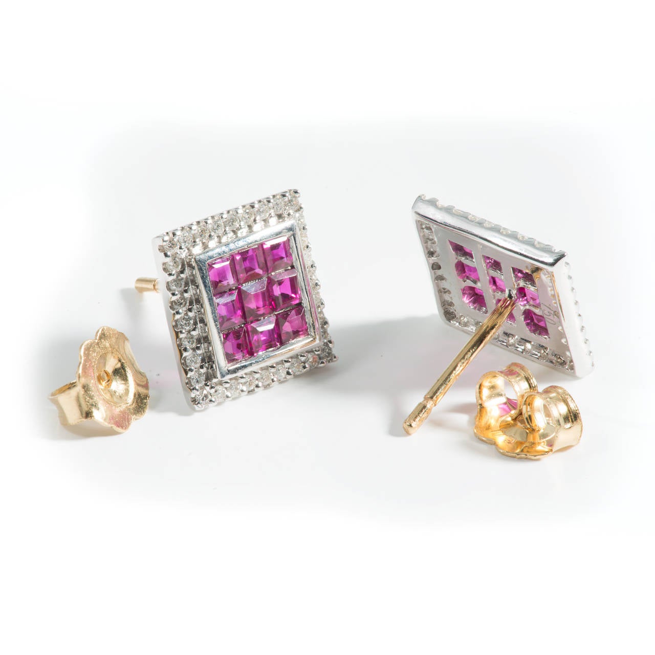 Square ruby earrings Outlet