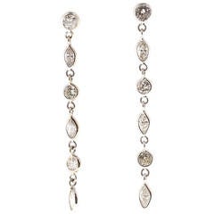 Peter Suchy Marquise and Round Diamond Gold Dangle Earrings 8