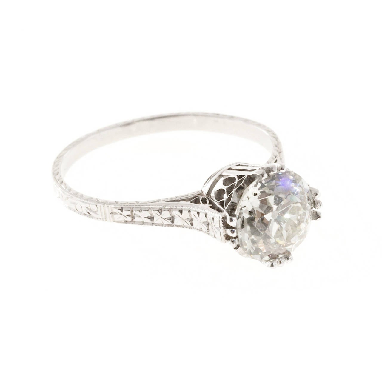 Diamond Platinum Engagement Ring For Sale at 1stdibs