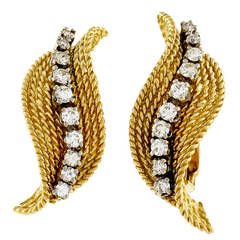 Tiffany & Company Diamond Gold Swirl Earrings 7