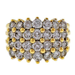 4 Row Diamond Gold Wedding Band Ring 2