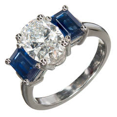Peter Suchy Oval Diamond And Sapphire Platinum Ring