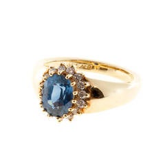 Alfred Butler Oval Sapphire Diamond Gold Cluster Ring 1