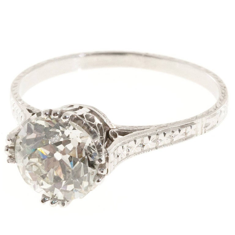 Diamond Platinum Engagement Ring For Sale at 1stdibs