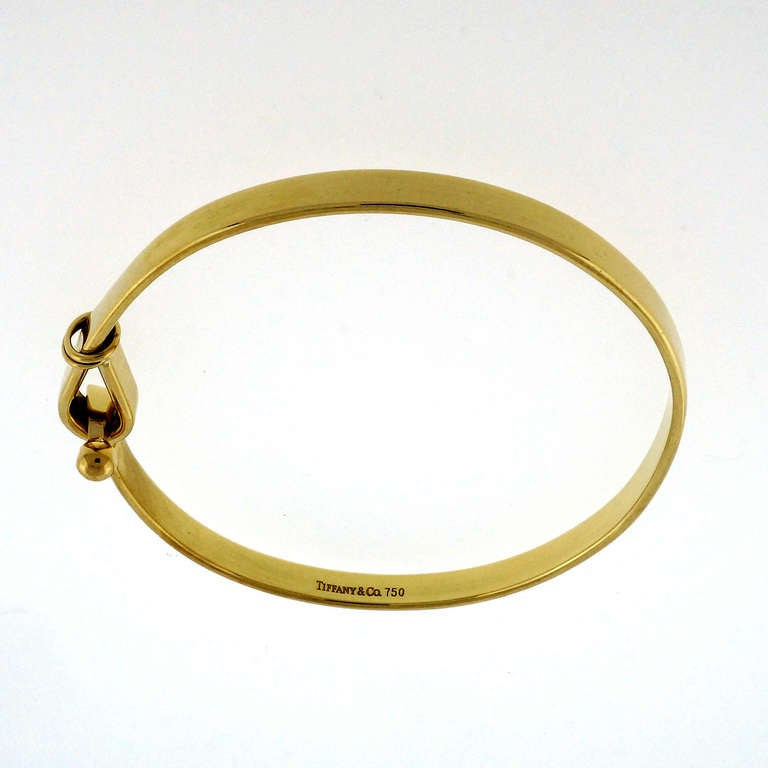 Tiffany and Co. Yellow Gold Hook and Eye Style Bangle Bracelet at