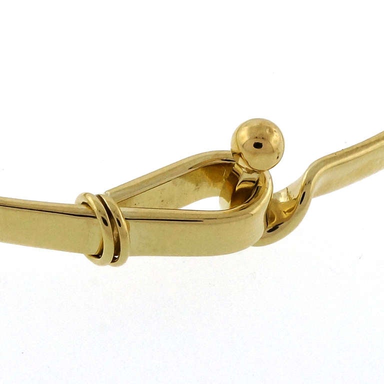 Tiffany and Co. Yellow Gold Hook and Eye Style Bangle Bracelet at