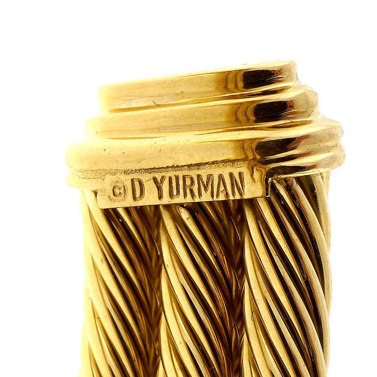 Women's David Yurman Three Row Cable Yellow Gold Bangle Bracelet