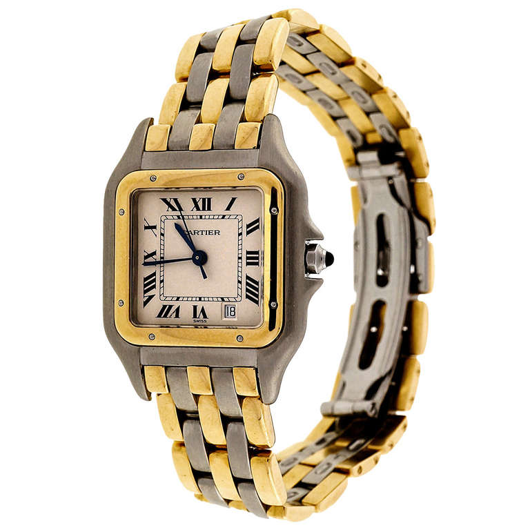 Cartier Stainless Steel and Yellow Gold Panther Wristwatch with Date circa 2000