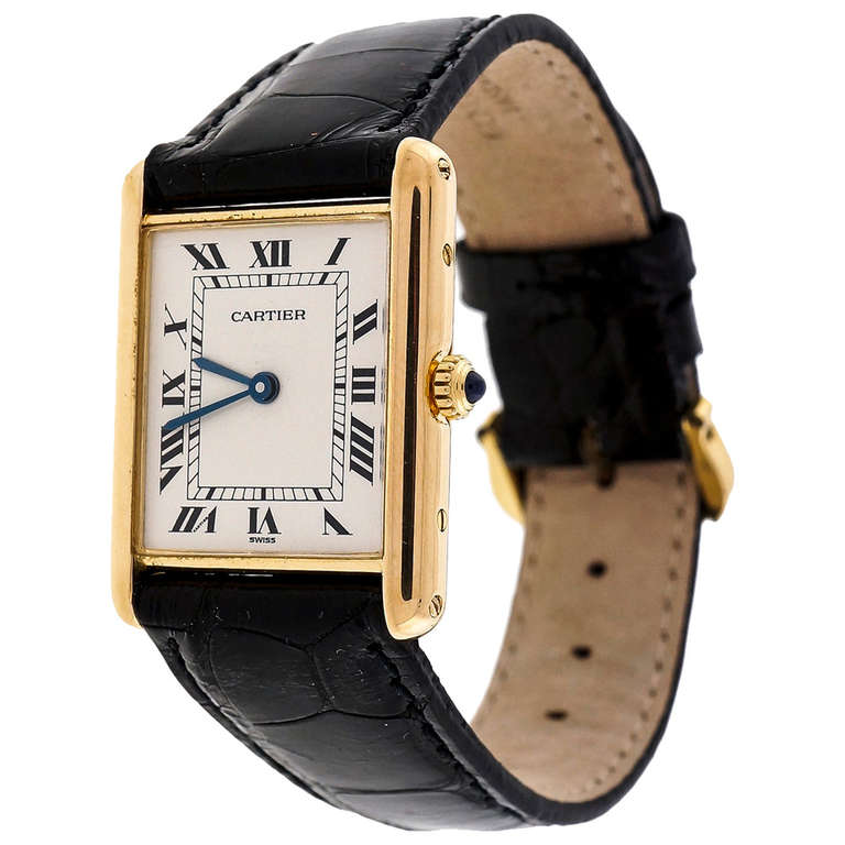 Cartier Yellow Gold Tank Wristwatch circa 1990s