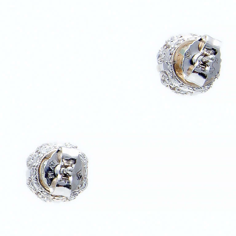 Victorian Old European Cut Diamond Platinum Filigree Stud Earrings 1
