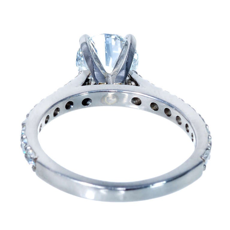 Women's GIA Certified 1.27 Carat Round Diamond Platinum Solitaire Engagement Ring