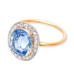 Edwardian Violet Blue Sapphire Diamond Ring