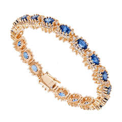 Cornflower Sapphire Diamond Yellow Gold Bracelet 3