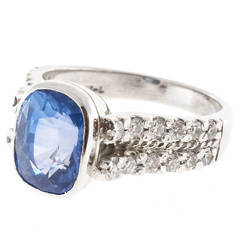 Peter Suchy Ceylon Sapphire and Diamond Platinum Ring 4