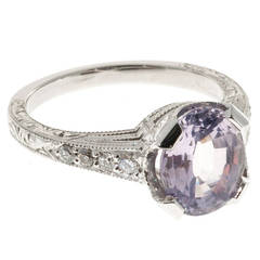 Pink Purple Natural Sapphire and Diamond Platinum Engagement Ring 1