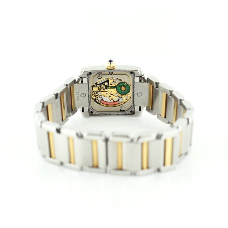Women's or Men's Cartier Lady's Stainless Steel and Yellow Gold Tank Francaise Wristwatch