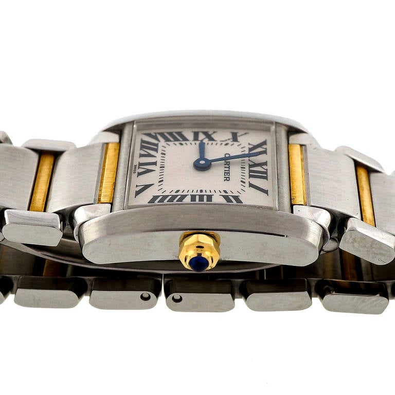 Cartier Lady's Stainless Steel and Yellow Gold Tank Francaise Wristwatch 3