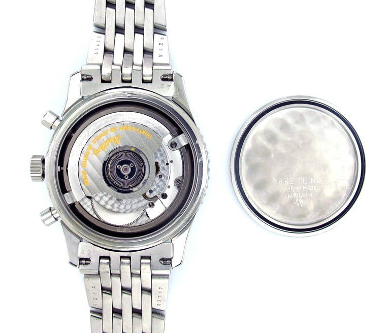 Breitling Stainless Steel Automatic Navitimer Chronograph Wristwatch, circa 1995 In Excellent Condition In Stamford, CT