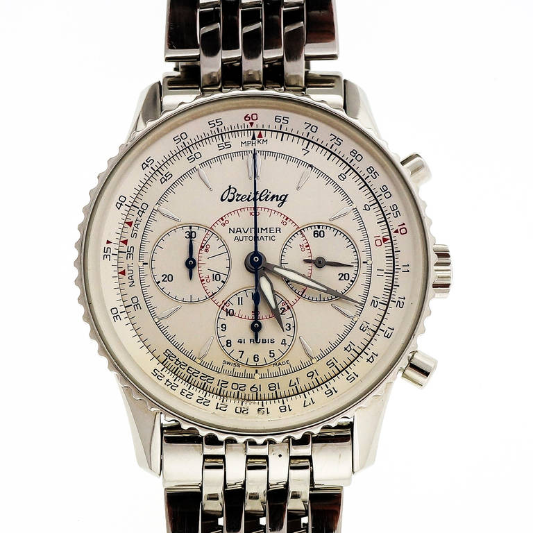 Men's Breitling Stainless Steel Automatic Navitimer Chronograph Wristwatch, circa 1995