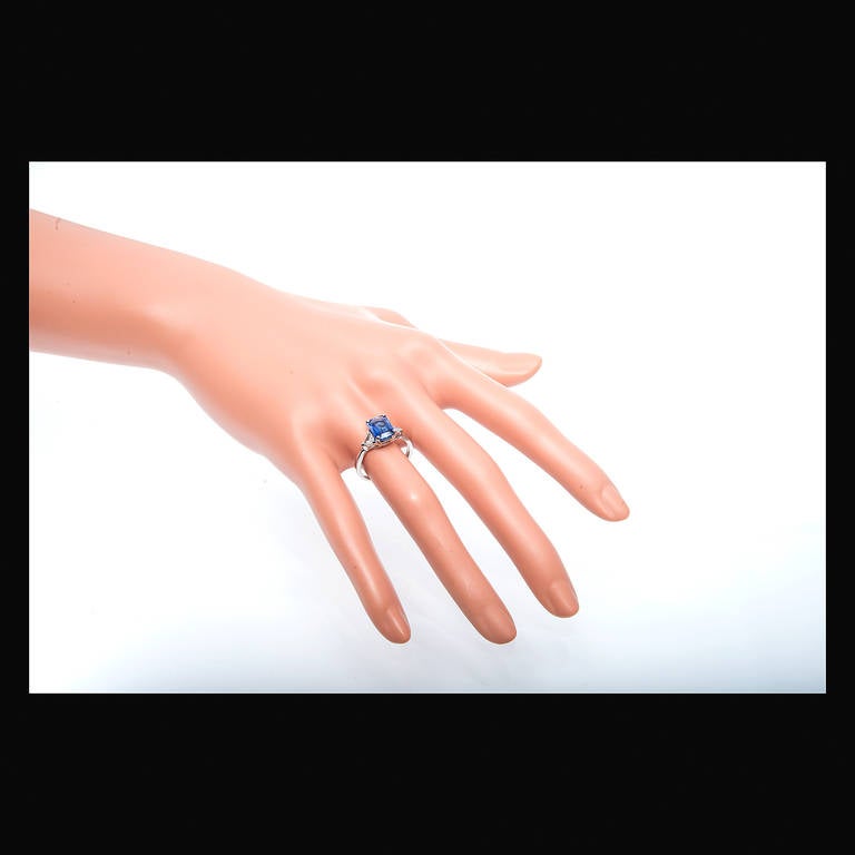 Women's Emerald Cut Sapphire Diamond Gold Engagement Ring