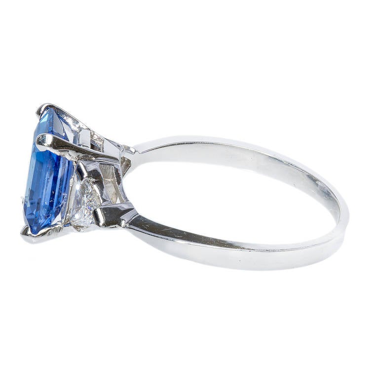 Emerald Cut Sapphire Diamond Gold Engagement Ring 2