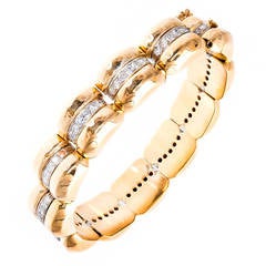 Diamond Yellow and White Gold Semi Bangle Bracelet