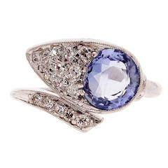 Petri Natural Light Blue Sapphire and Diamond Platinum Ring