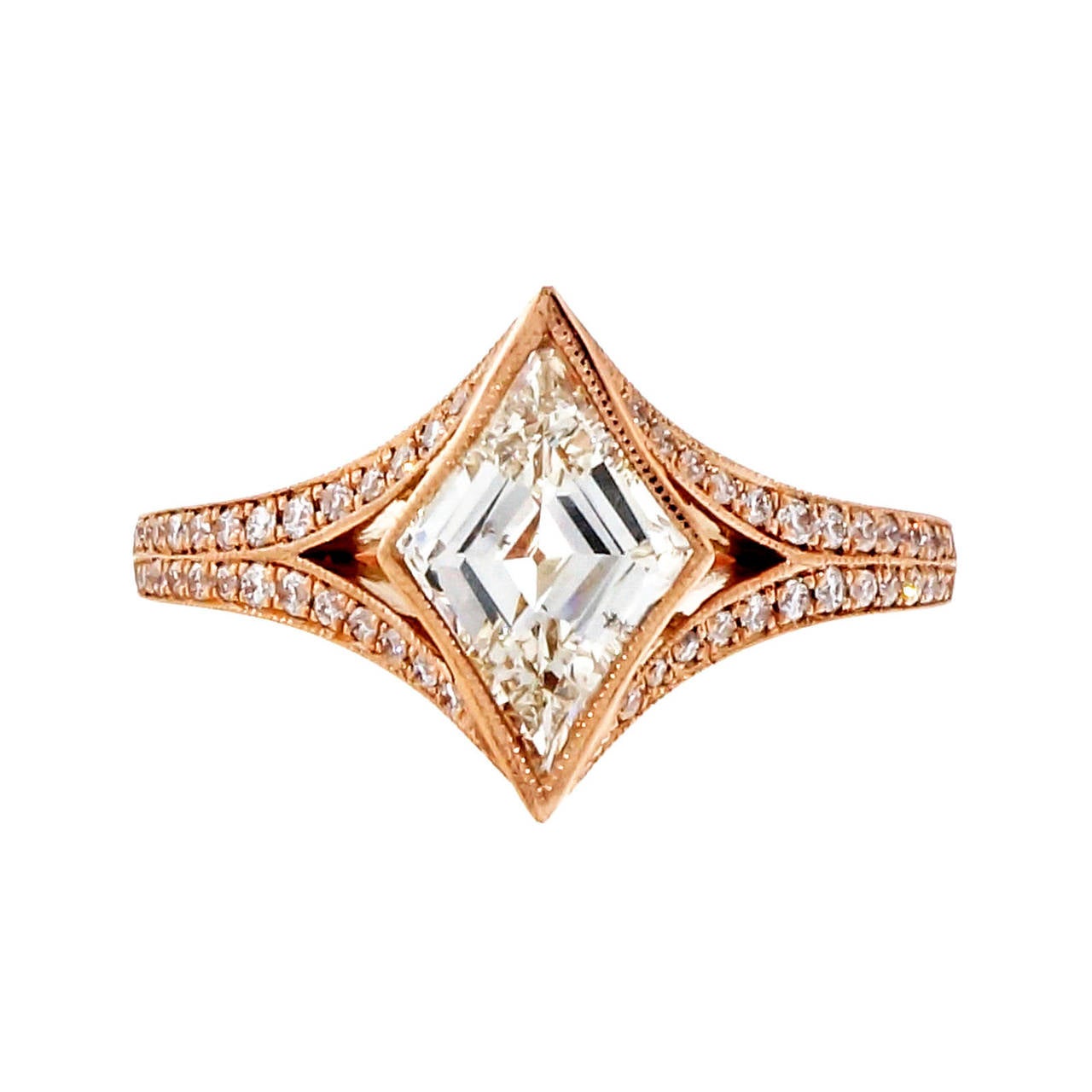 Peter Suchy Kite Shape Diamond Rose Gold Engagement Ring at 1stDibs