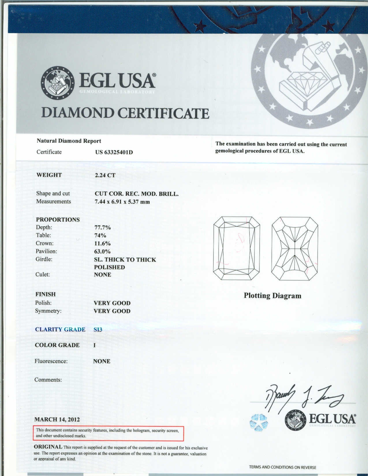 Peter Suchy EGL 3.19 Carat Three-Stone Diamond Platinum Engagement Ring In Excellent Condition In Stamford, CT
