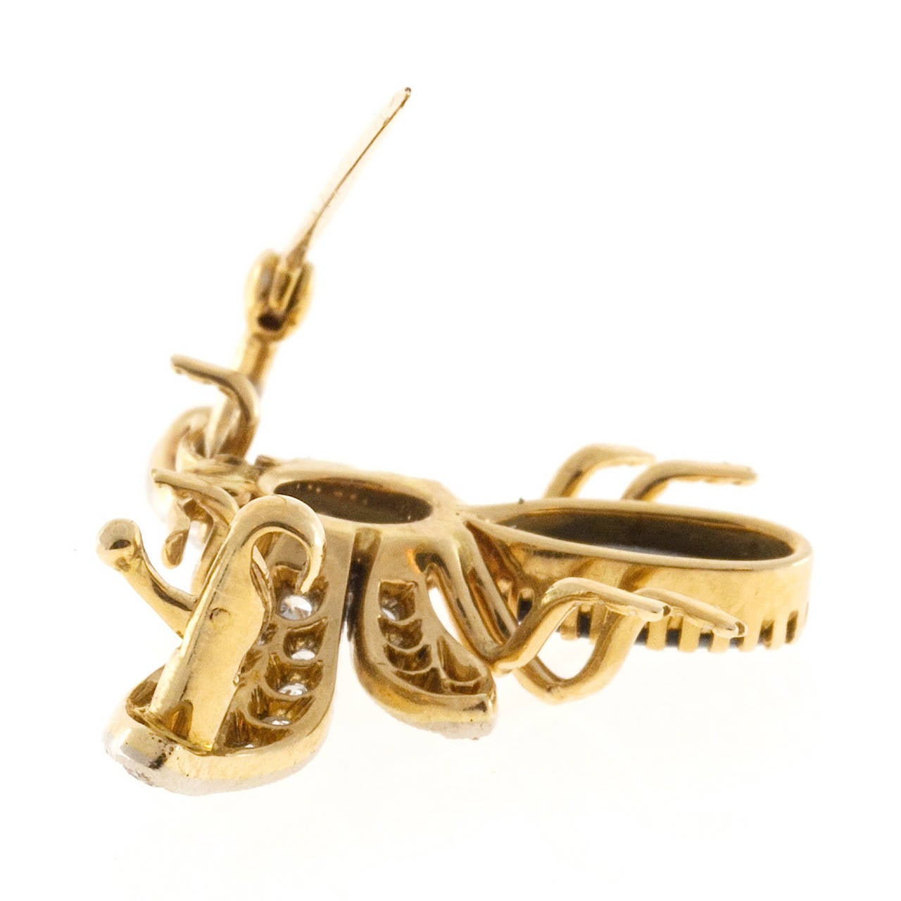 Natural Australian Black Opal and Diamond and Ruby Eyes Bee Pin