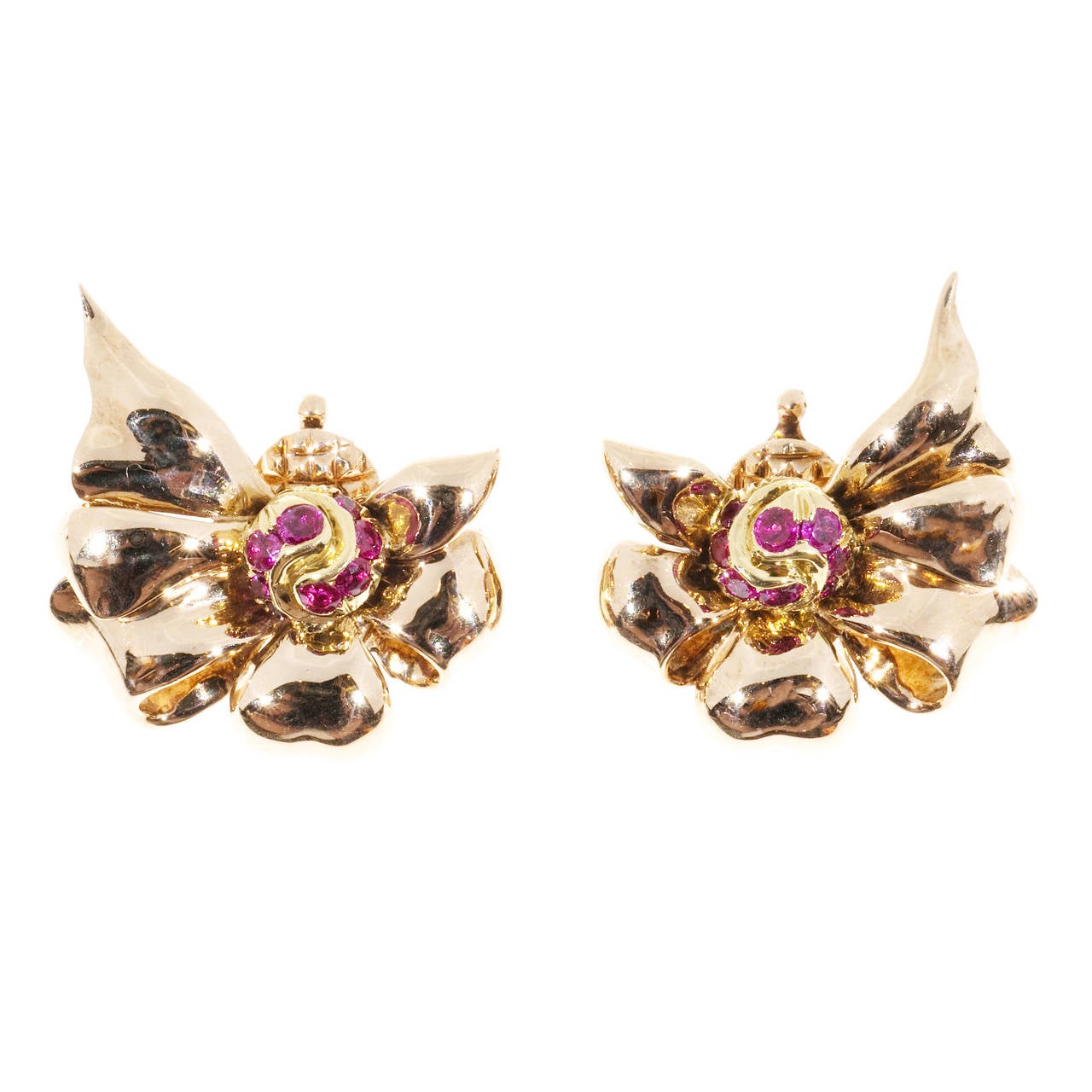 Tiffany & Co Ruby Pink Gold Clip Earrings 2