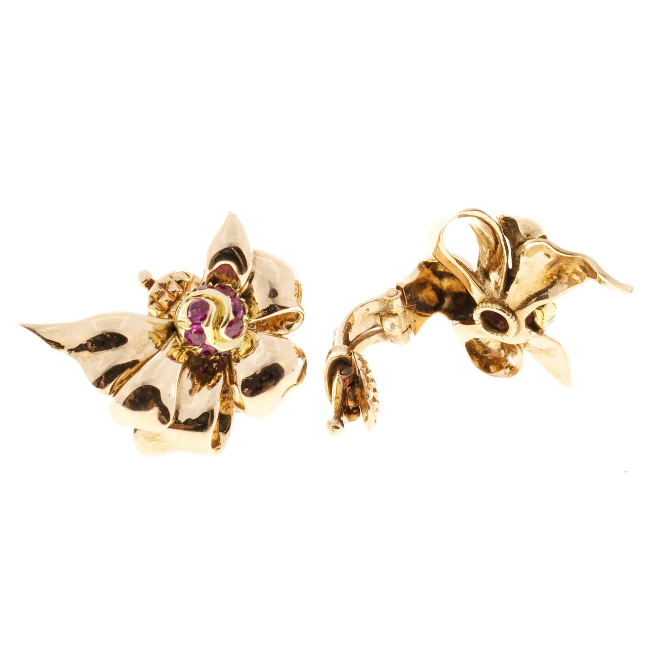 Tiffany & Co Ruby Pink Gold Clip Earrings 1