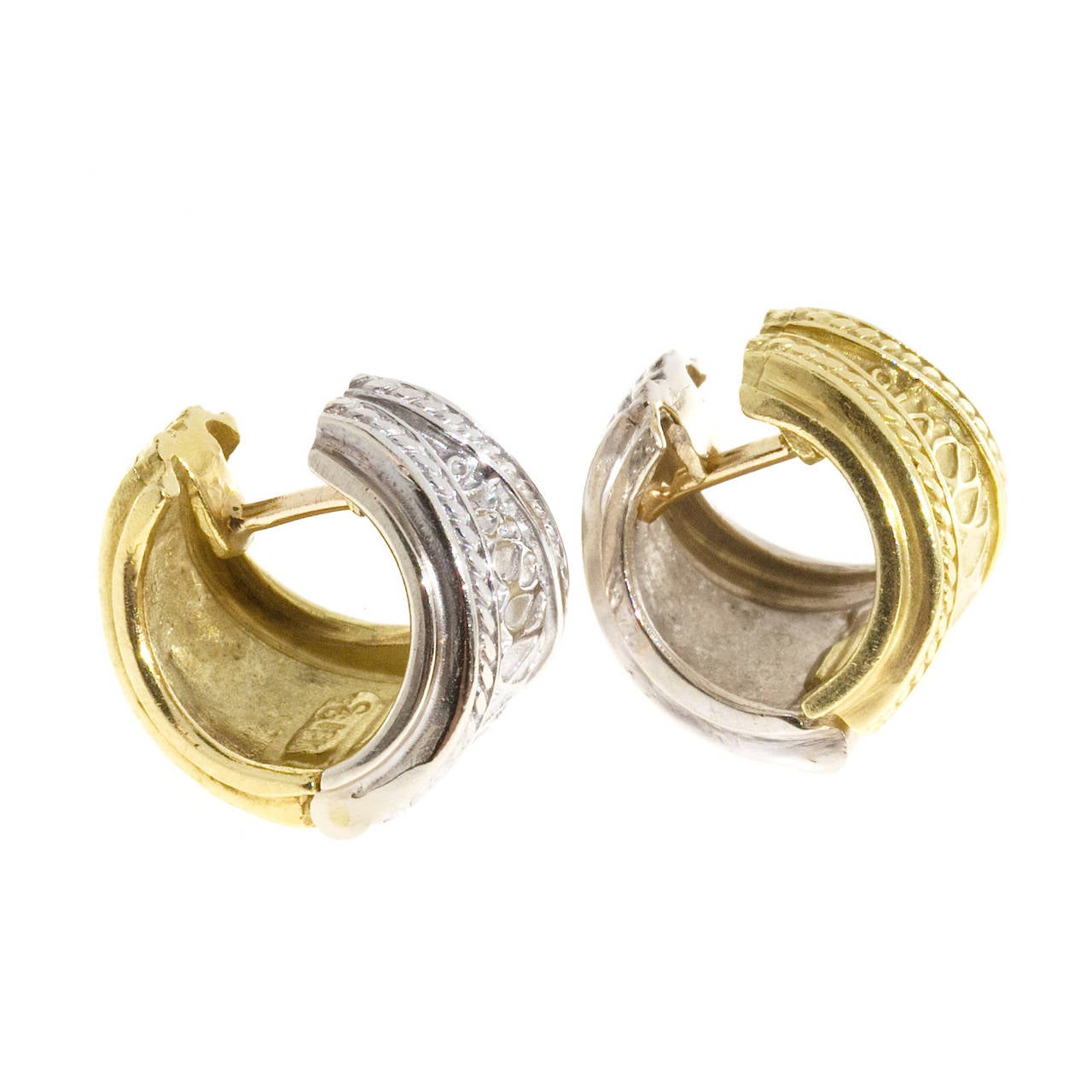 Seidengang Yellow White Gold Hoop Earrings at 1stdibs