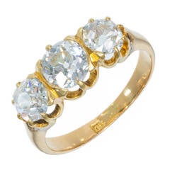 Victorian 3 Stone Yellow Gold Diamond Diamond Ring