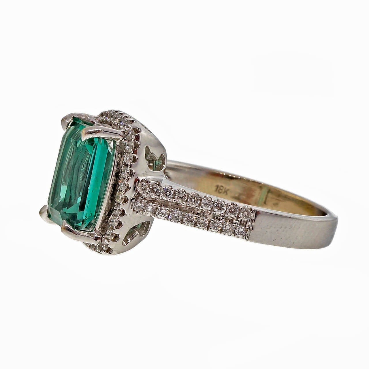 Women's Tourmaline Diamond Gold Halo Engagement Ring
