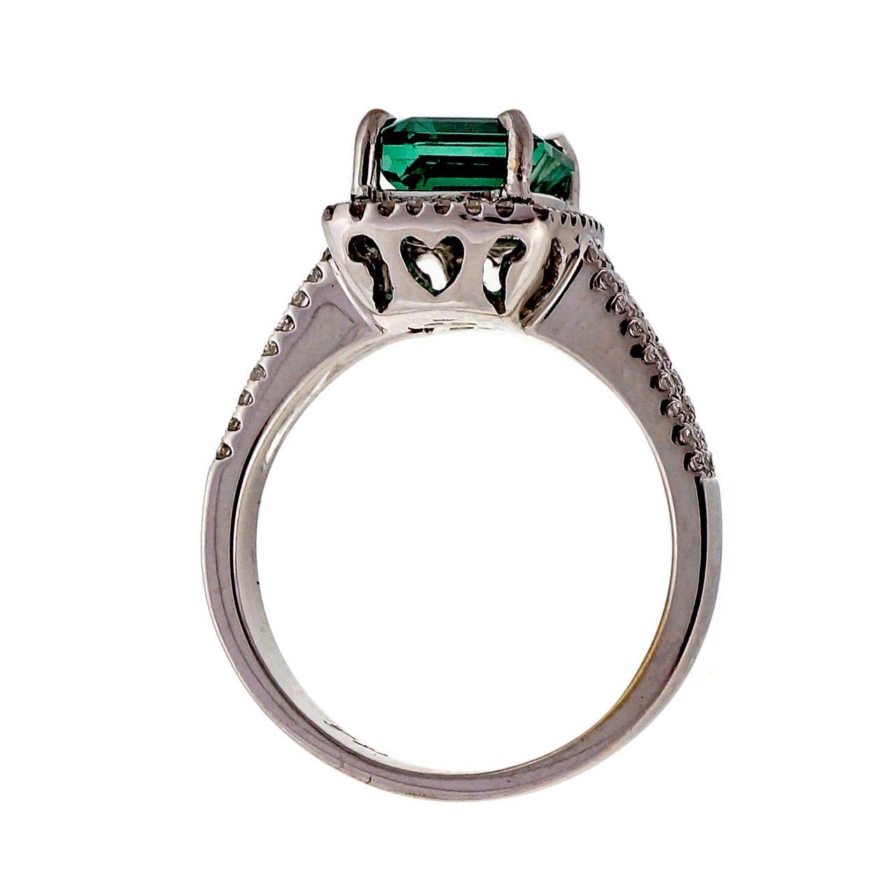 Tourmaline Diamond Gold Halo Engagement Ring 2