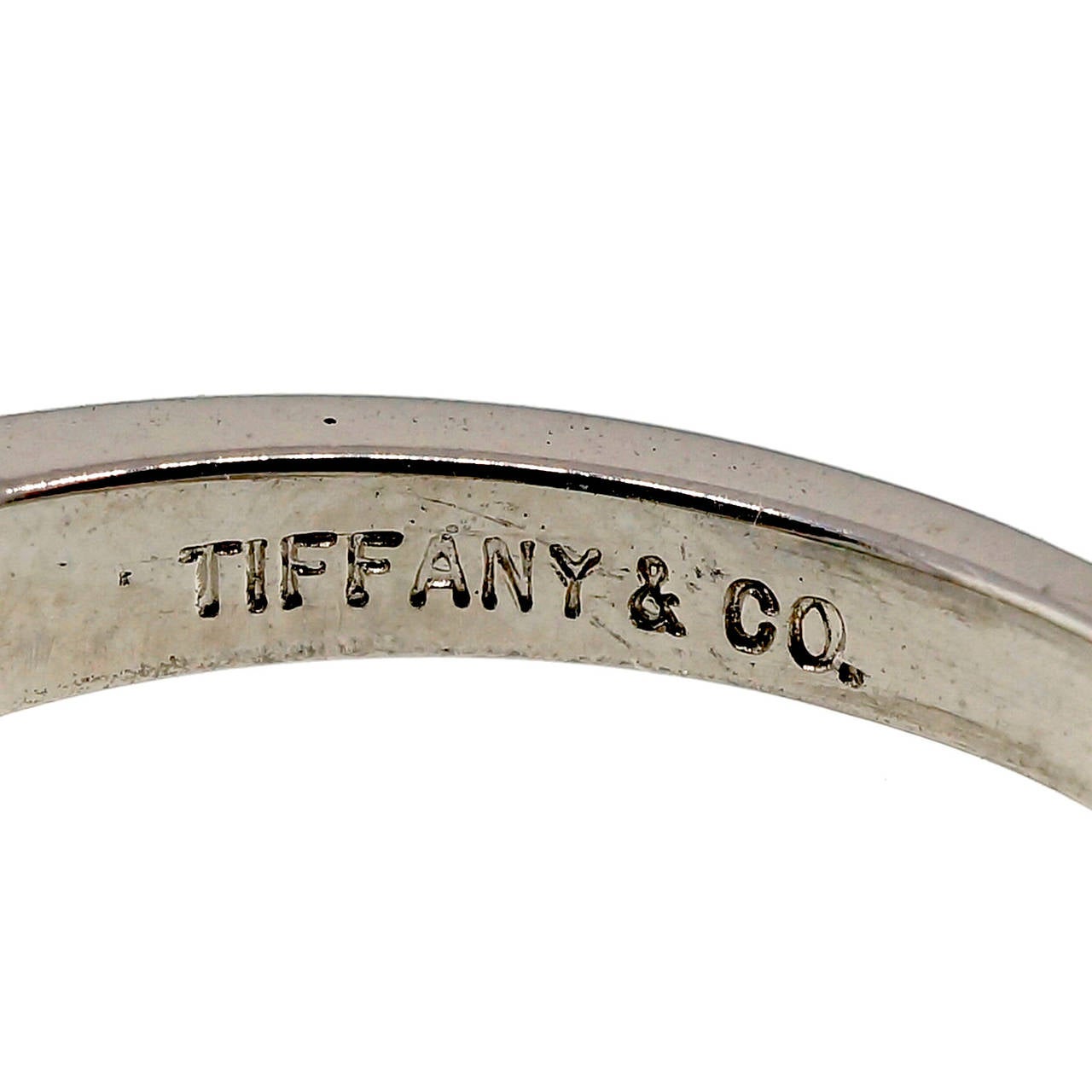 Tiffany & Co. Emerald Diamond Platinum Wedding Band Ring 1
