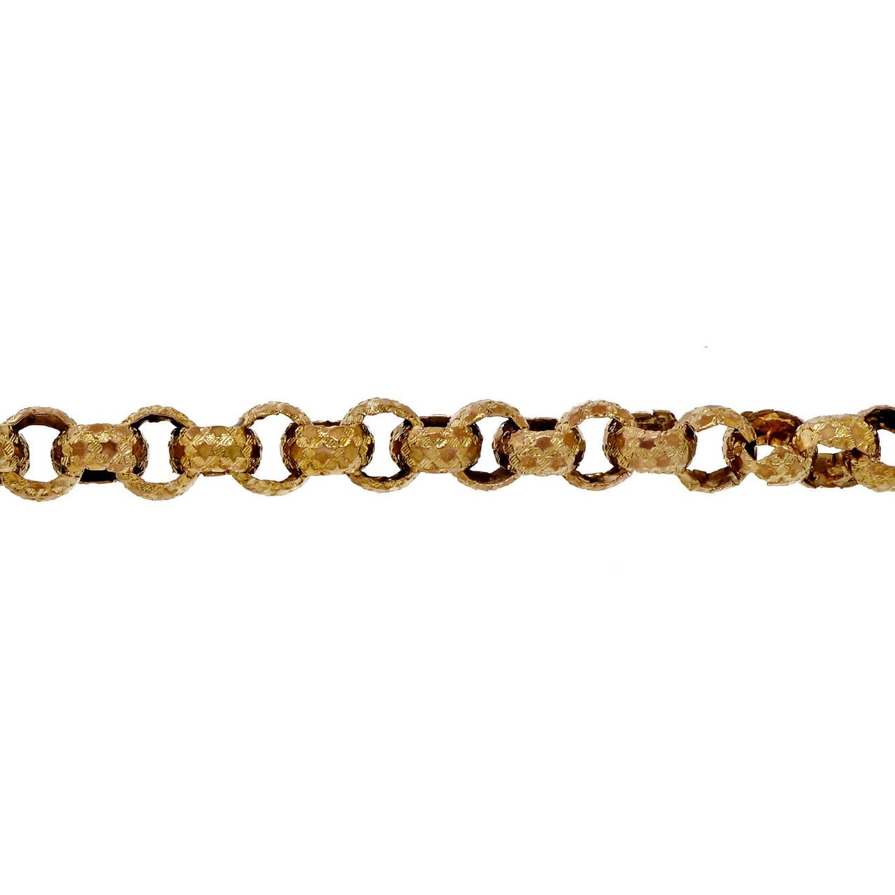 Victorian Diamond Gold Textured Long Link Chain 1