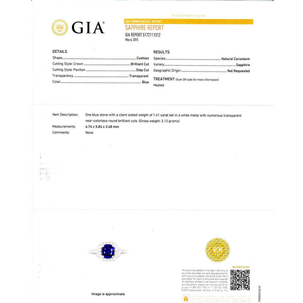 Verlobungsring mit GIA-zertifiziertem 1,41 Karat Saphir und Diamant-Halo aus Gold im Zustand „Gut“ im Angebot in Stamford, CT