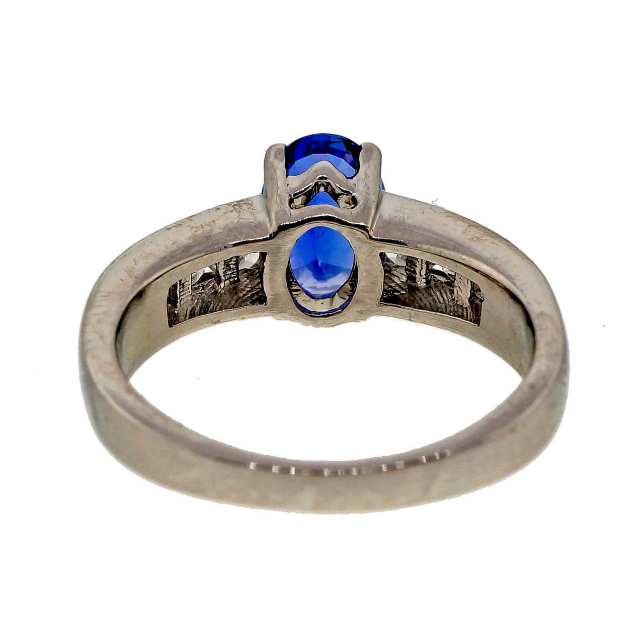 Natural Blue Sapphire and Diamond Platinum Engagement Ring 2
