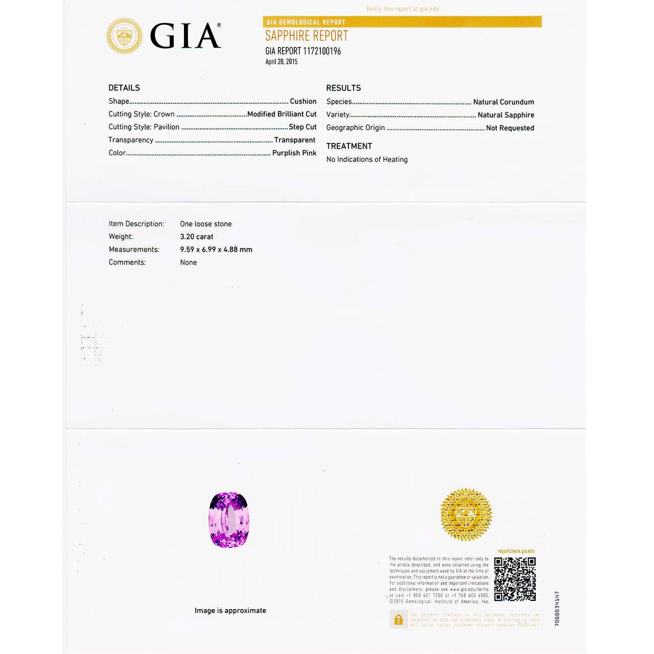 Verlobungsring, GIA-zertifizierter lila-rosa Saphir-Diamant-Platin im Zustand „Gut“ im Angebot in Stamford, CT