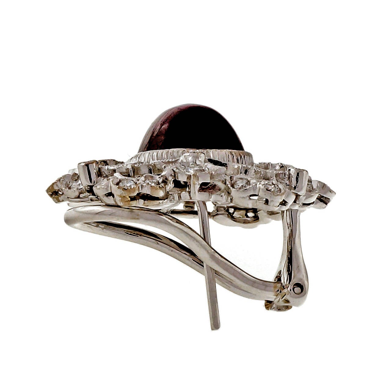 Natural GIA Cert Star Ruby Diamond White Gold Earrings For Sale at 1stdibs