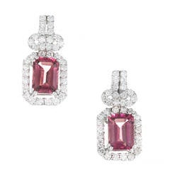Pink Tourmaline Diamond Gold Dangle Earrings 8