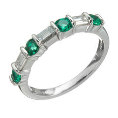 Vintage Tiffany & Co. Emerald Diamond Platinum Wedding Band Ring