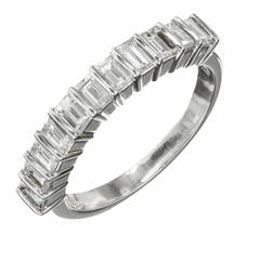 Retro Tiffany & Co. Emerald Cut Diamond Platinum Wedding Band Ring