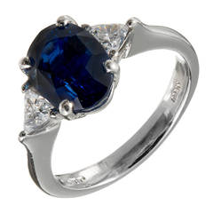 Natural Royal Blue Sapphire Diamond Platinum Engagement Ring 9