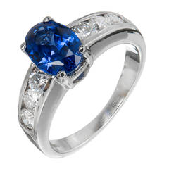 Natural Blue Sapphire and Diamond Platinum Engagement Ring 10