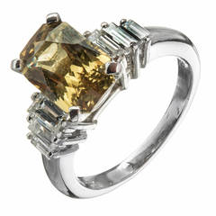 Natural Green Yellow Diamond Platinum Engagement Ring 11