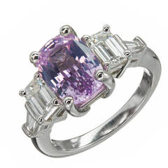 Peter Suchy GIA Cert Purple Pink Sapphire Diamond Platinum Engagement Ring 3